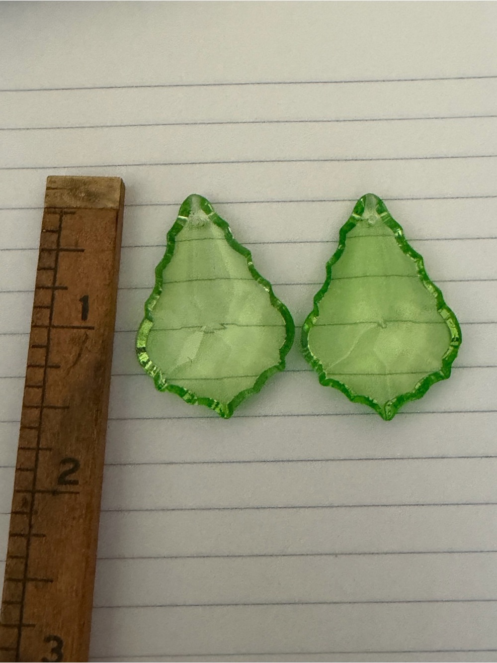 Vintage uranium glass uv reactive chandelier prism crystals - set of two